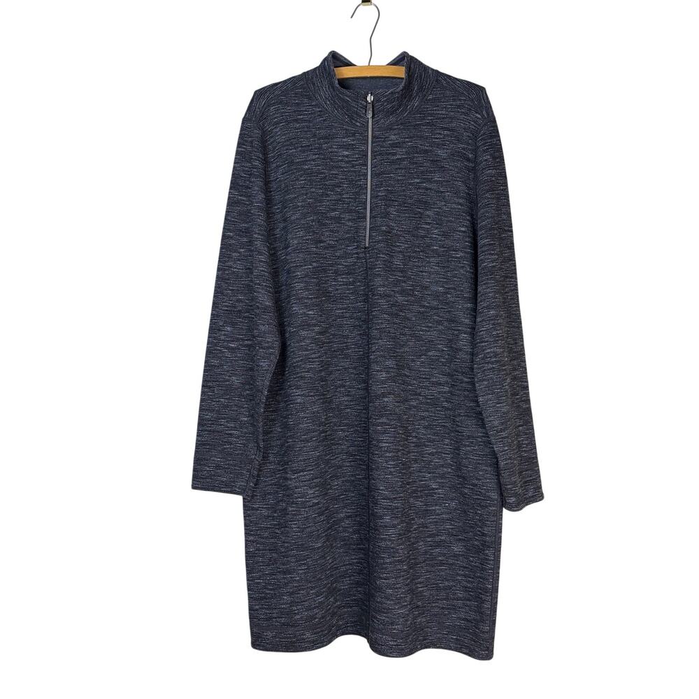 Tommy Bahama Flip Side Reversible Half Zip Sweater Dress XL Black Marled